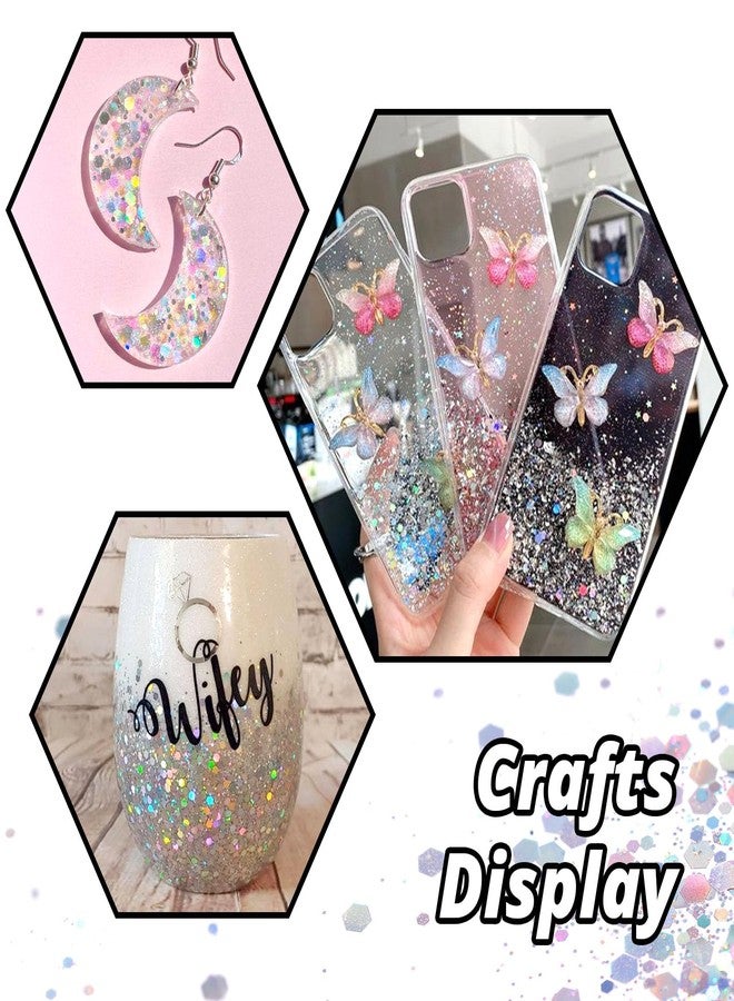 اتش تي في رونت بريق فضي هولوغرافي سميك من HTVRONT - 100 غرام/3.53 أونصة، بريق فضي للأعمال اليدوية، والراتنج، والأظافر، والأكواب، والمكياج - Image 4